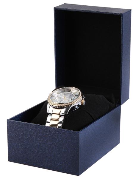 Uhrenbox aus Pappe, blau mit Innenkissen