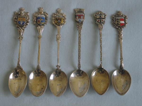 6 Sammellöffel aus 800er Silber, Gewicht : 69,3g