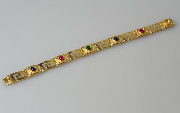 Edelsteinarmband Rubin, Saphir, Smaragd aus 21 karätigem Gelbgold. Handarbeit aus dem Orient