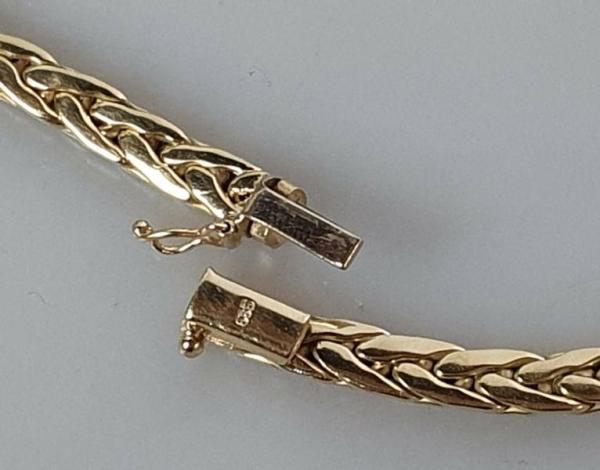 Flechtcollier / Halskette 585er Gold mit Diamanten 0.25 ct. , Länge 41,7 cm, Gewicht: 39,7g