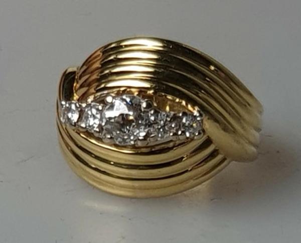 Altschliff Diamantring mit 0.45 ct.,750er Gelbgold, Größe 49, Gewicht: 8,6g