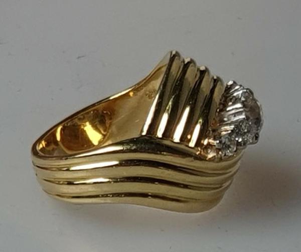Altschliff Diamantring mit 0.45 ct.,750er Gelbgold, Größe 49, Gewicht: 8,6g