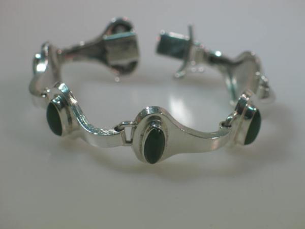 Vintage Armband aus 835er Silber mit Aventurin Schmucksteinen, Länge 18,2 cm, Gewicht: 36,8g