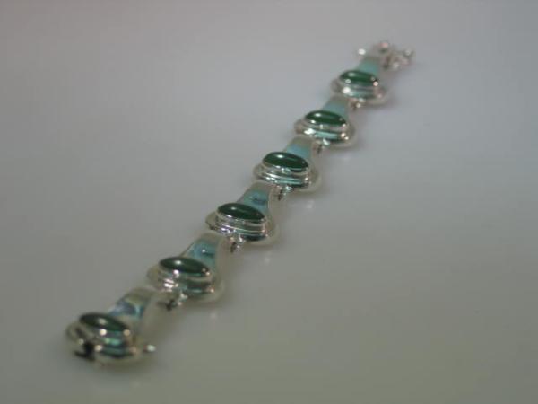 Vintage Armband aus 835er Silber mit Aventurin Schmucksteinen, Länge 18,2 cm, Gewicht: 36,8g