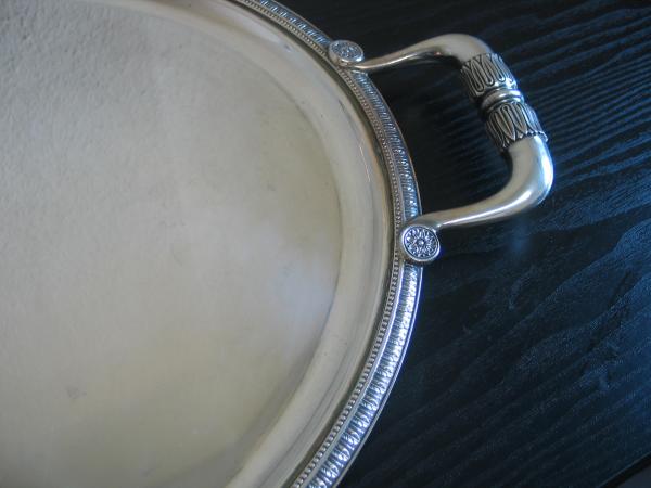 Vintage: Christofle Malmaison 5 teiliges versilbertes Kaffee u. Tee Service mit großem Tablett, sehr selten