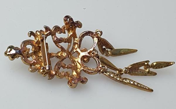 Antik Große Prunkbosche mit Perlen und Schmucksteinen, vergoldet