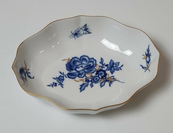 Vintage Meissen Schale, Blumendekor, kobaltblau, Goldrand, Mod. 2