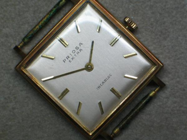Vintage Quadratische Priosa Extra Herrenarmbanduhr 585er Gold 14 kt.