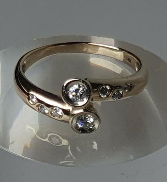 Diamantring mit über 0.52 ct. aus 585er Gelbgold, Größe 66, Gewicht: 4,5g