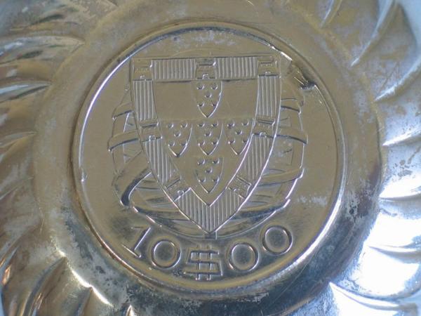 Münzboden Zierschälchen aus 800er Silber - Nachprägung 10 Escudos - Portugal 1940 Gewicht: 30,9g