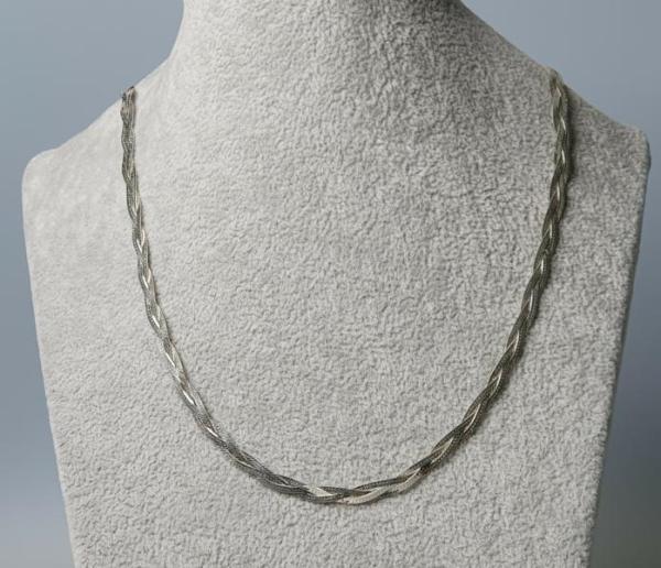 Flecht Halskette aus 925er Sterlingsilber, Länge 55,2 cm, Gewicht: 6,5g