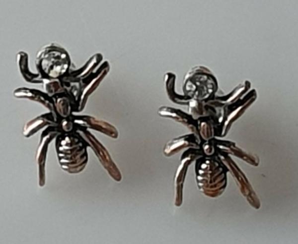 Ohrstecker "Spinne" aus Metall mit Zirkoniabesatz,Gewicht: 2,2g