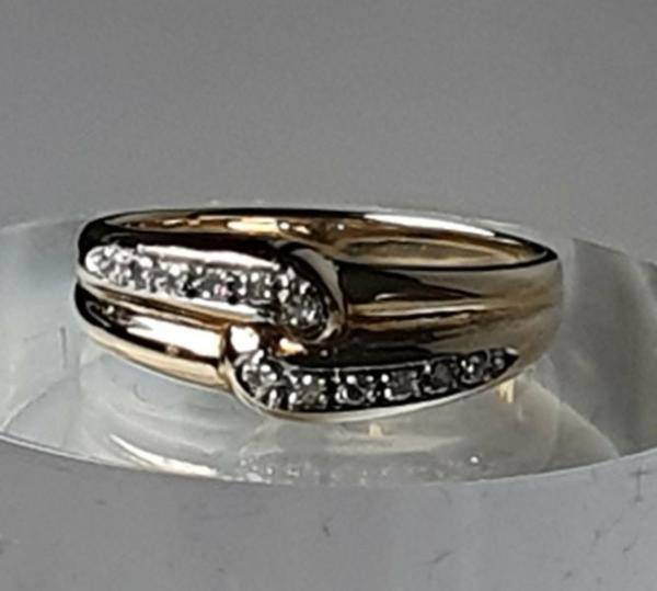 Diamantring aus 585er Gelbgold mit Diamanten 0.12 ct., Größe 61, Gewicht: 4,1g