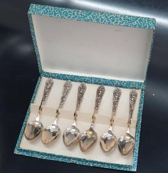 Vintage: 6x Kaffeelöffel/ Espressolöffel 800er Silber OVP in original Box, Gewicht: 76,7g
