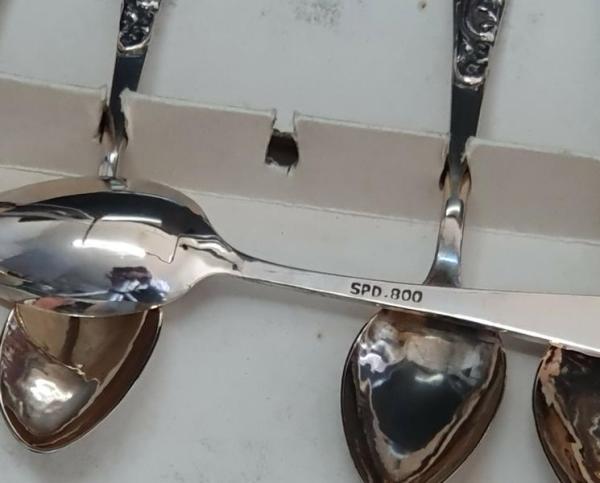 Vintage: 6x Kaffeelöffel/ Espressolöffel 800er Silber OVP in original Box, Gewicht: 76,7g