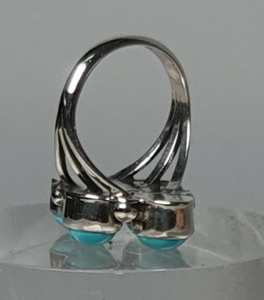 Ring aus 925er Sterlingsilber mit Türkisen, Größe 47, Gewicht: 4,2g