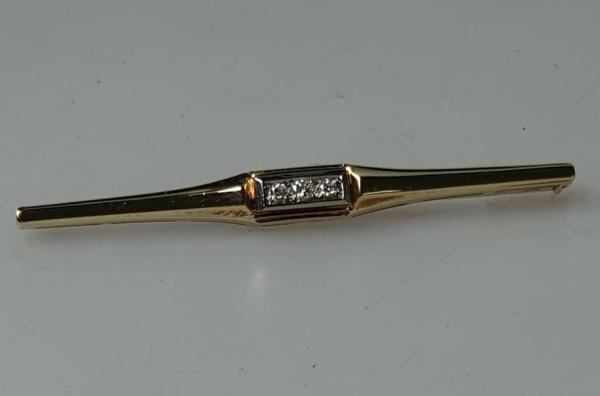 Vintage: Stabbrosche mit Diamanten, 585er Gold, Gewicht: 4,1g