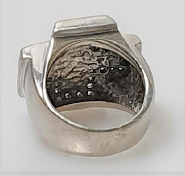 Kreuz Ring aus 925er Sterlingsilber mit Schmucksteinen, Größe 54, Gewicht: 17,7g