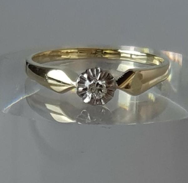 Diamantsolitär aus 585er Gold, Größe 59, Gewicht: 3,1g