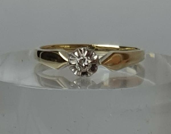 Diamantsolitär aus 585er Gold, Größe 59, Gewicht: 3,1g