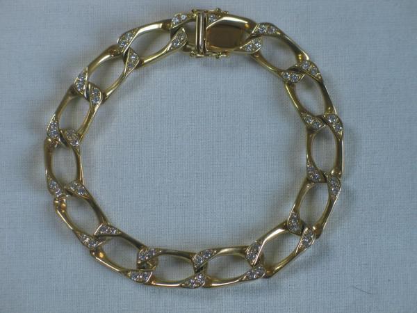 Diamantarmband 1.14 ct. mit 57 Diamanten, 585er Gelbgold, Länge 18,5 cm, Gewicht: 25,9g