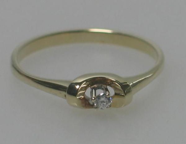 Feiner Diamantsolitär aus 585er Gold, Größe 54, Gewicht: 1,8g