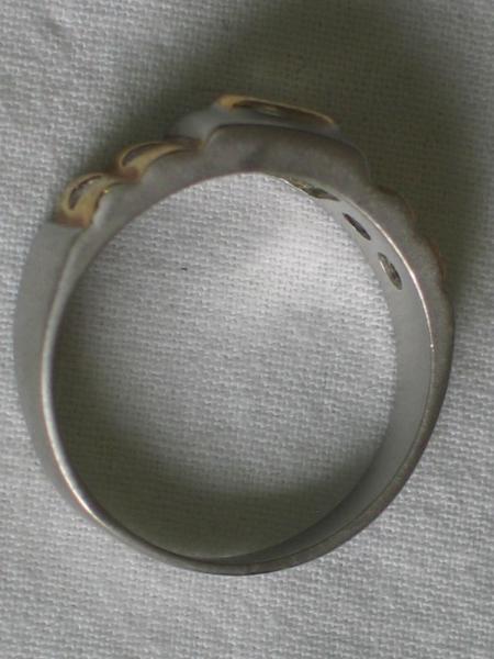 Eleganter Ring Bicolor mit Zirkonia, 20 mm Innendurchmesser, Gewicht: ca. 5,1 Gramm