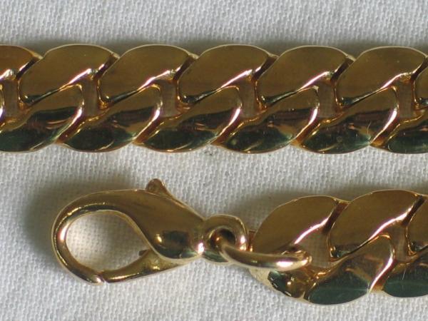 Breite Flachpanzerhalskette, vergoldet, Länge 41,5 cm, Gewicht: ca. 51,5 Gramm