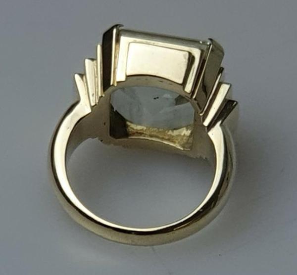 Vintage: Aquamarin Ring im Emeraldschliff, 585er Gold, Größe 53, Gewicht: 15,7g