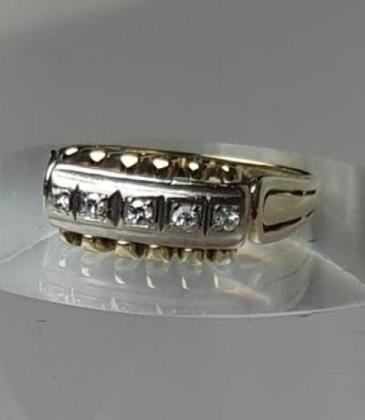 Antikschmuck Diamantring mit Altschliffdiamanten, 585er Gold, Größe 50, Gewicht: 4,0g