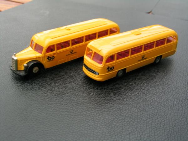 Brekina 2x Mercedes-Benz Postbus "100 Jahre Automobil" 1:87 H0