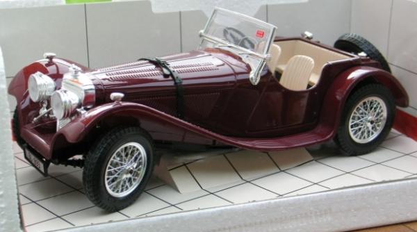 Jaguar SS 100 Roadster, weinrot, 1:18 in OVP