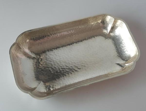 WMF Gebäckschale, Hammerschlag, rechteckig, Silberteller 835er Silber, 13,7x22,7 cm, Gewicht: 283,0g
