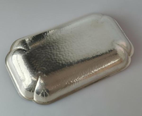 WMF Gebäckschale, Hammerschlag, rechteckig, Silberteller 835er Silber, 13,7x22,7 cm, Gewicht: 283,0g