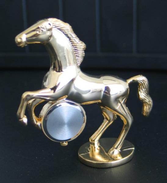 Tavolino Miniaturuhr - Pferd - Größe 7,3 cm -glänzend/goldfarben-