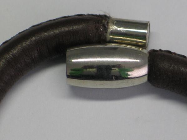 Akzent Unisex Lederarmband -dunkelbraun- mit Edelstahlelement, Magnetverschluss, 21 cm