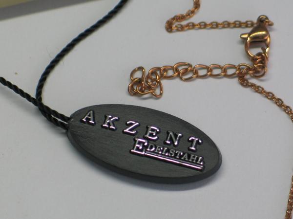 Akzent Edelstahl Kette mit Anhänger "Würfel", Zirkonia, 43+5cm, bronzefarben