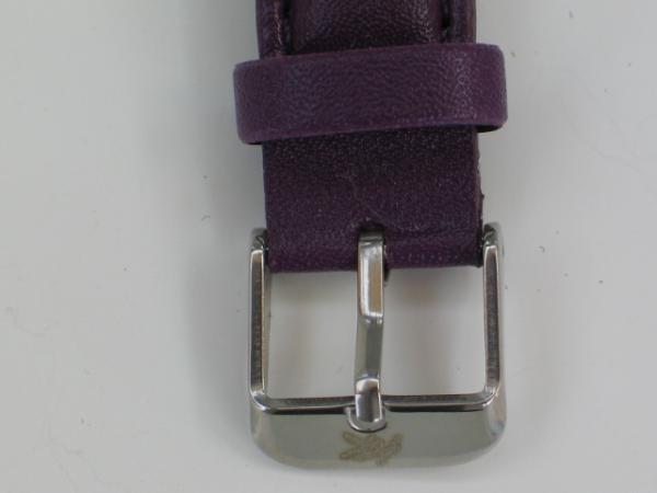 Akzent Damenuhr mit Kunstlederband, lila, Schmucksteinbesatz