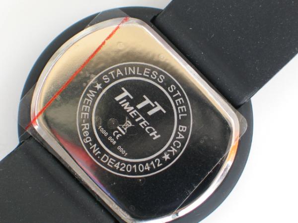 TimeTech Unisexuhr mit Silikonarmband, schwarze Umrandung