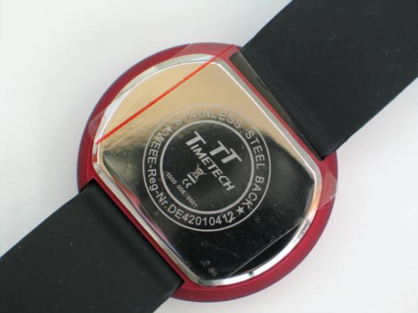 TimeTech Unisexuhr mit Silikonarmband, rote Umrandung