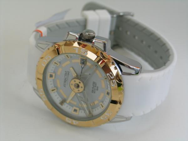 Attractive Damenuhr mit Kunstlederband, gelbgoldene Lünette