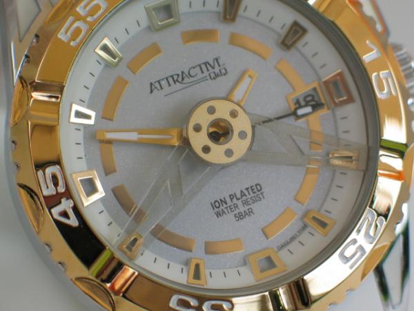 Attractive Damenuhr mit Kunstlederband, gelbgoldene Lünette