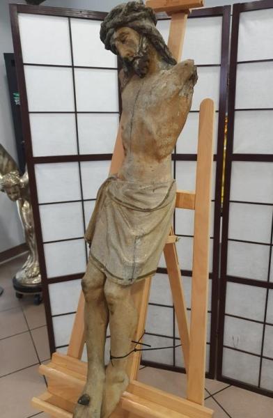 Holzskulptur "Jesus Christus" 18. Jh. Große Holzbildhauerei