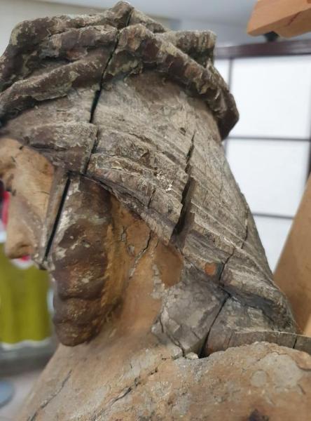 Holzskulptur "Jesus Christus" 18. Jh. Große Holzbildhauerei