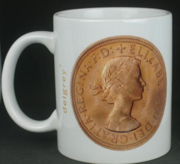"Sovereign Elisabeth II" Kaffeebecher delgrey, 11 fl oz. Keramik weiß
