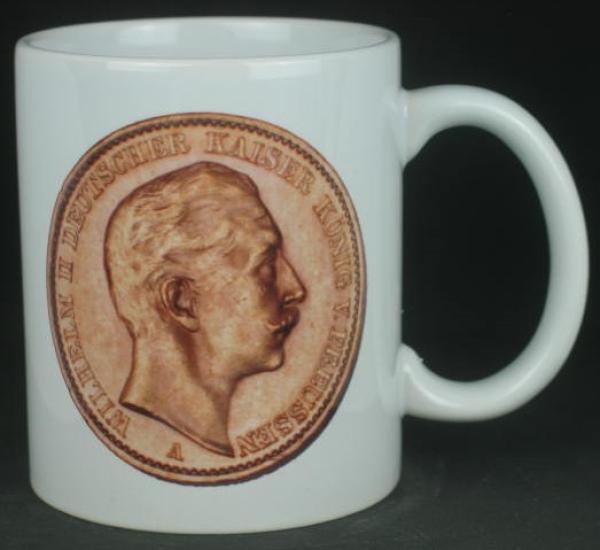 "Wilhelm II" Kaffeebecher delgrey, 11 fl oz. Keramik weiß