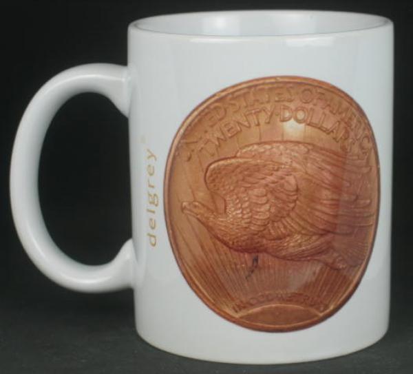 "Liberty Walking Double Eagle St. Gaudens" Kaffeebecher delgrey, 11 fl oz. Keramik weiß