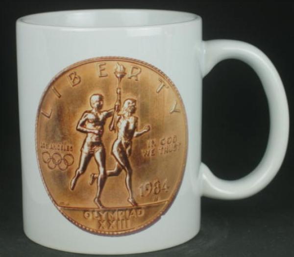 "Olympia XXII Olympiad Los Angeles" Kaffeebecher delgrey, 11 fl oz. Keramik weiß