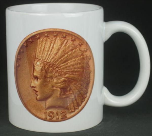 "Indian Head" Kaffeebecher delgrey, 11 fl oz. Keramik weiß - Mod. 2