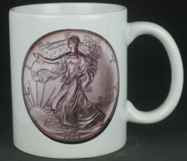 "American Eagle Silver" Kaffeebecher delgrey, 11 fl oz. Keramik weiß